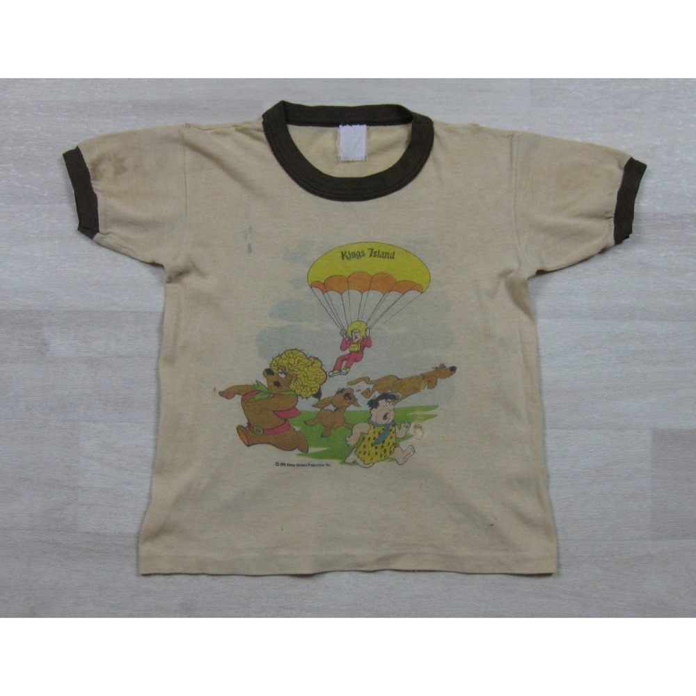 Vintage 70s Kings Island Ringer T-Shirt (3/4T) Scooby Doo Flinstones Cartoon